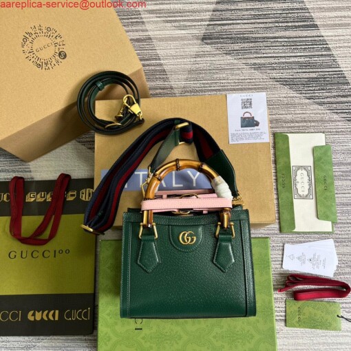 Replica Gucci 702732 Diana Mini Tote Bag Green leather 3