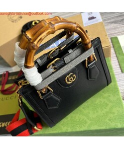 Replica Gucci 702732 Gucci Diana Mini Tote Bag Black leather 2