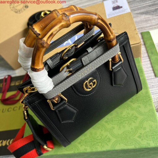 Replica Gucci 702732 Gucci Diana Mini Tote Bag Black leather 2