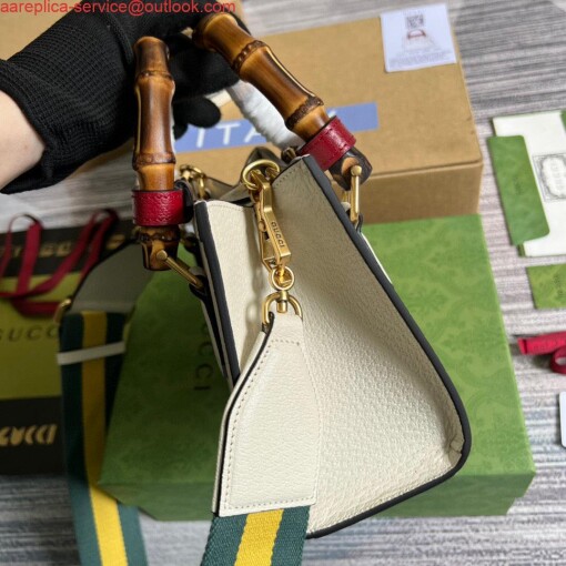 Replica Gucci 702732 Gucci Diana Mini Tote Bag White leather 2