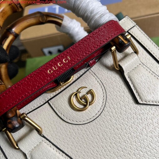 Replica Gucci 702732 Gucci Diana Mini Tote Bag White leather 5