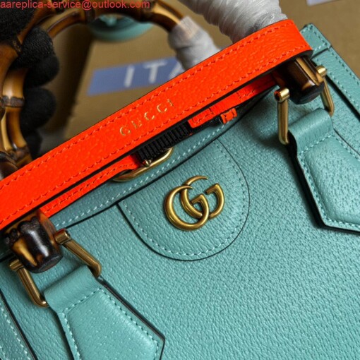 Replica Gucci 702732 Gucci Diana Mini Tote Bag Light blue leather 4