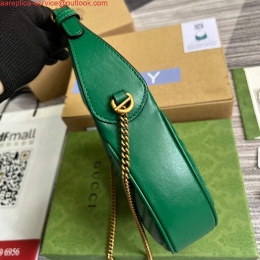 Replica Gucci 699514 GG Marmont half-moon-shaped mini bag Green 3