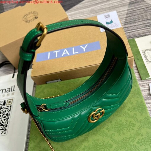 Replica Gucci 699514 GG Marmont half-moon-shaped mini bag Green 4