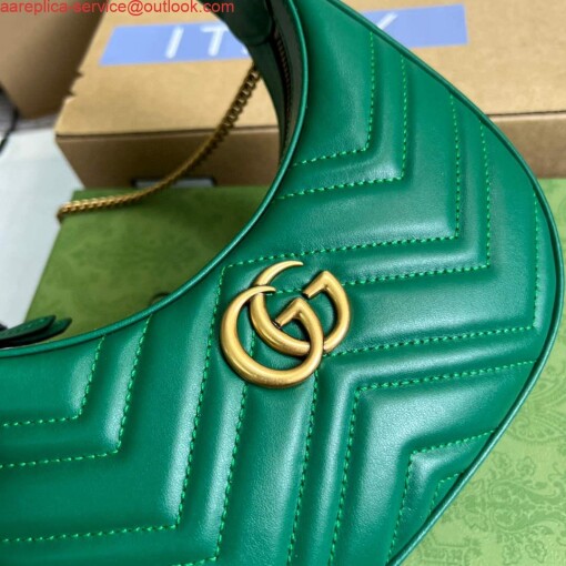 Replica Gucci 699514 GG Marmont half-moon-shaped mini bag Green 5