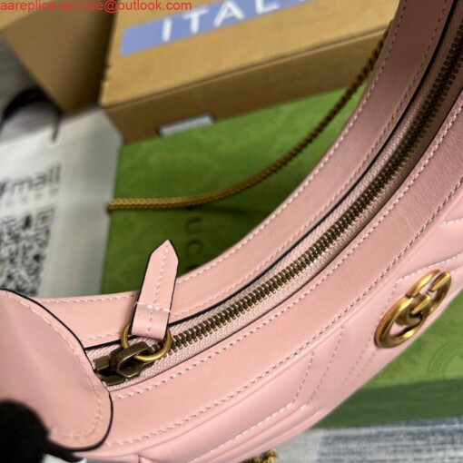 Replica Gucci 699514 GG Marmont half-moon-shaped mini bag Pink 4