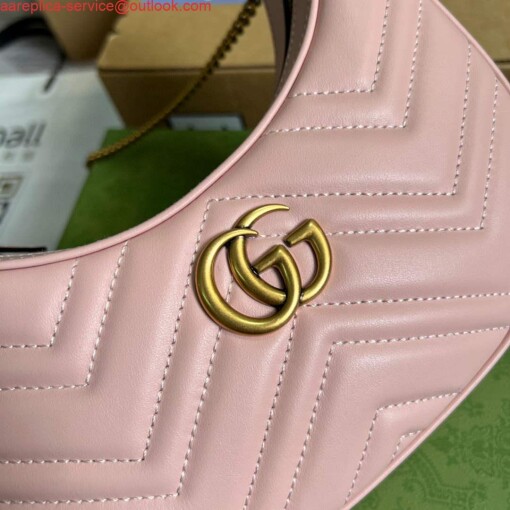 Replica Gucci 699514 GG Marmont half-moon-shaped mini bag Pink 5