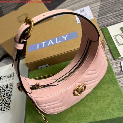 Replica Gucci 699514 GG Marmont half-moon-shaped mini bag Pink 6