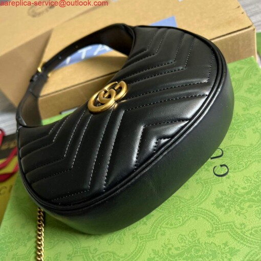 Replica Gucci 699514 GG Marmont half-moon-shaped mini bag Black 4