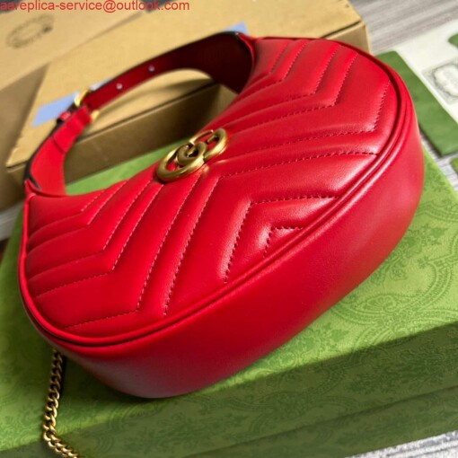 Replica Gucci 699514 GG Marmont half-moon-shaped mini bag Red 4