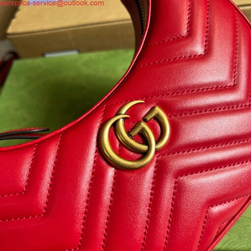 Replica Gucci 699514 GG Marmont half-moon-shaped mini bag Red 5