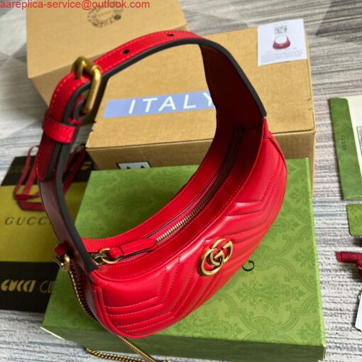 Replica Gucci 699514 GG Marmont half-moon-shaped mini bag Red 7