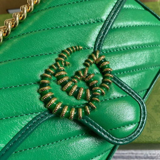 Replica Gucci 446744 GG Marmont Mini Matelassé Shoulder Bag Green 4