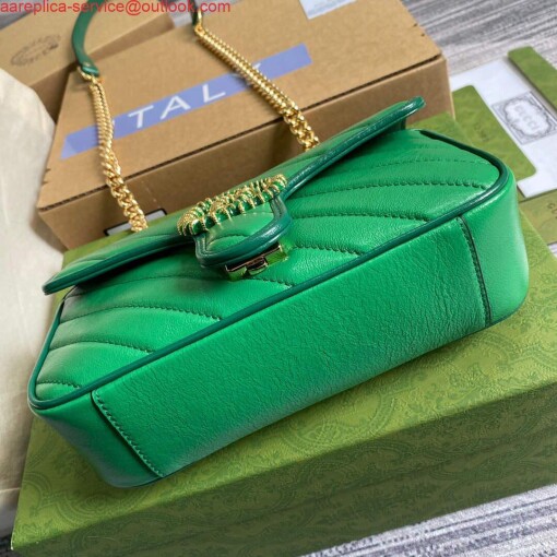 Replica Gucci 446744 GG Marmont Mini Matelassé Shoulder Bag Green 5