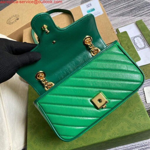 Replica Gucci 446744 GG Marmont Mini Matelassé Shoulder Bag Green 6