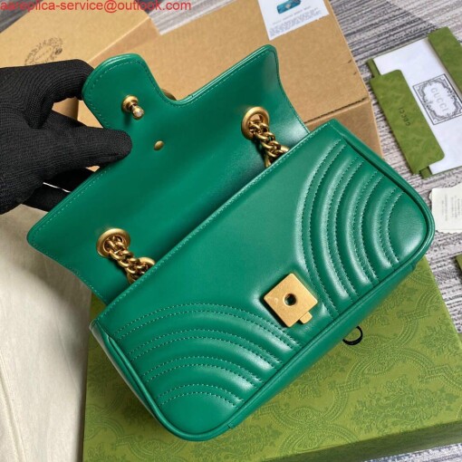 Replica Gucci 446744 GG Marmont Matelassé Mini Bag Green 7