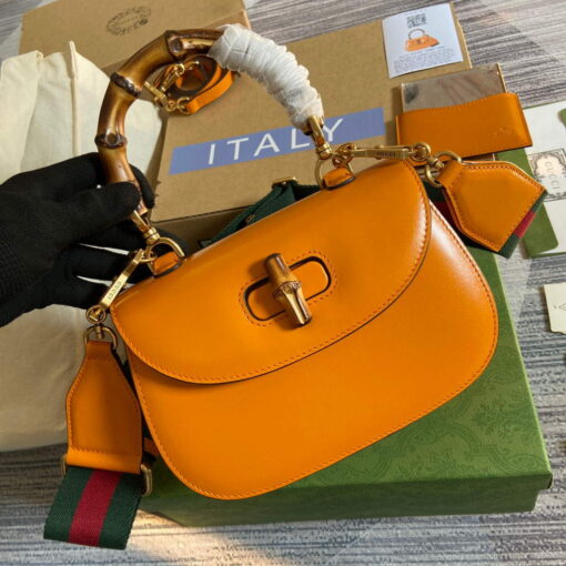 Replica Gucci 675797 Bamboo1947 small top handle bag Orange 3