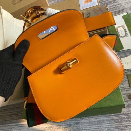 Replica Gucci 675797 Bamboo1947 small top handle bag Orange 7