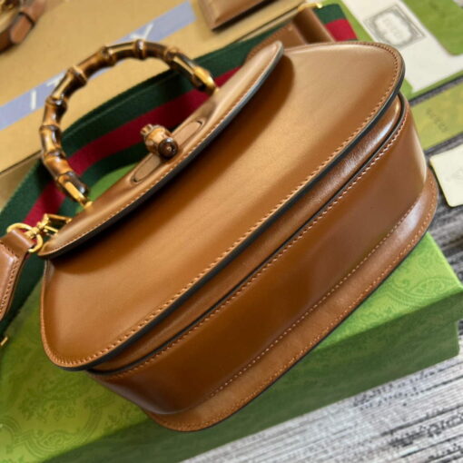 Replica Gucci 675797 Bamboo1947 small top handle bag Tan 5