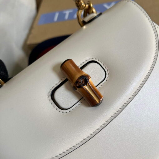 Replica Gucci 675797 Bamboo1947 small top handle bag White 4