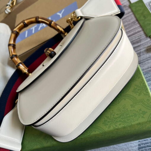 Replica Gucci 675797 Bamboo1947 small top handle bag White 6