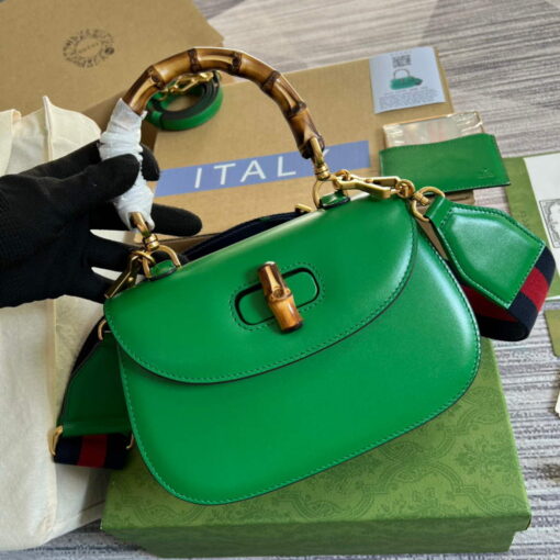 Replica Gucci 675797 Bamboo1947 small top handle bag Green 3