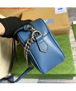 Replica Gucci 447632 GG Marmont Matelassé Shoulder Bag Blue 2