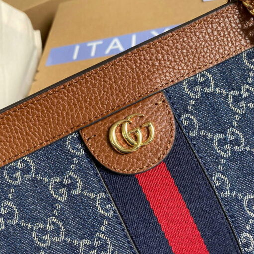 Replica Gucci 503877 Ophidia GG Small Shoulder Bag Navy Blue with Brown 4