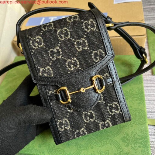 Replica Gucci 625615 Gucci Horsebit 1955 Mini Bag Black 2