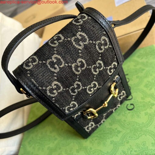 Replica Gucci 625615 Gucci Horsebit 1955 Mini Bag Black 5