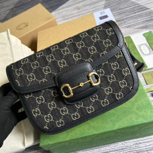 Replica Gucci 602204 Gucci Horsebit 1955 Shoulder Bag Black 3