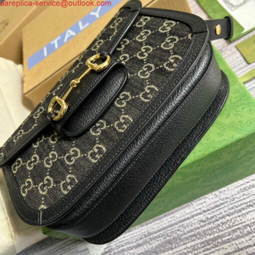 Replica Gucci 602204 Gucci Horsebit 1955 Shoulder Bag Black 5