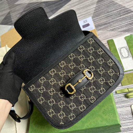 Replica Gucci 602204 Gucci Horsebit 1955 Shoulder Bag Black 6