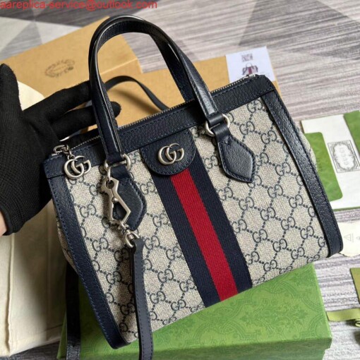 Replica Gucci 547551 Ophidia Small GG Tote Bag Beige Blue 3