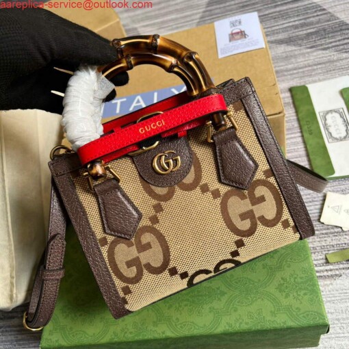 Replica Gucci 655661 Gucci Diana jumbo GG Mini Tote Bag Brown 3