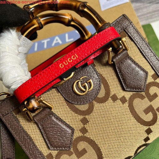 Replica Gucci 655661 Gucci Diana jumbo GG Mini Tote Bag Brown 4