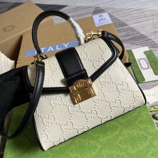 Replica Gucci 675791 Small GG Top Handle Bag White 3