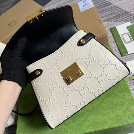 Replica Gucci 675791 Small GG Top Handle Bag White 6