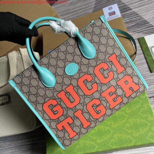 Replica Gucci 659983 GG Small Tote Bag Blue Orange 3