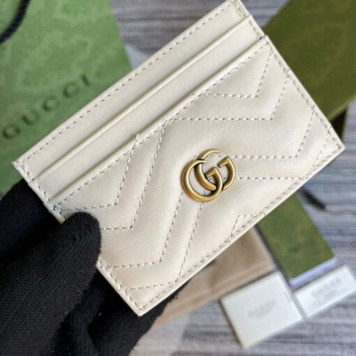 Replica Gucci GG Marmont Card Case 443127 White 5