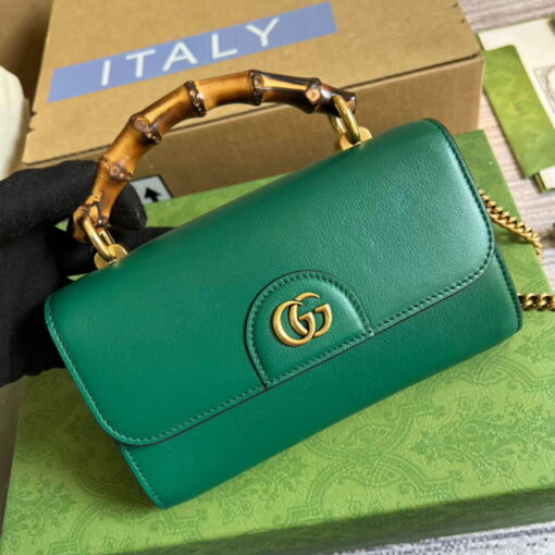 Replica Gucci 675794 GG Small Top Handle Bag With Bamboo Green 3