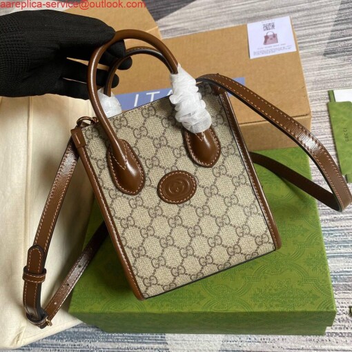 Replica Gucci 671623 Mini Tote Bag With Lnterlocking G Brown 3