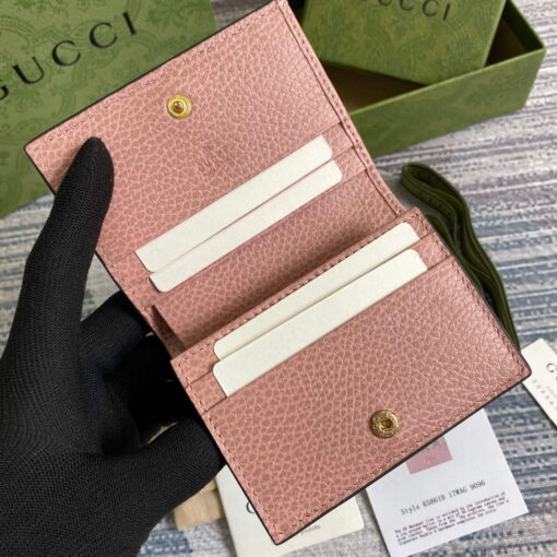 Replica Gucci 658610 GG Marmont Card Case Wallet Pink 5