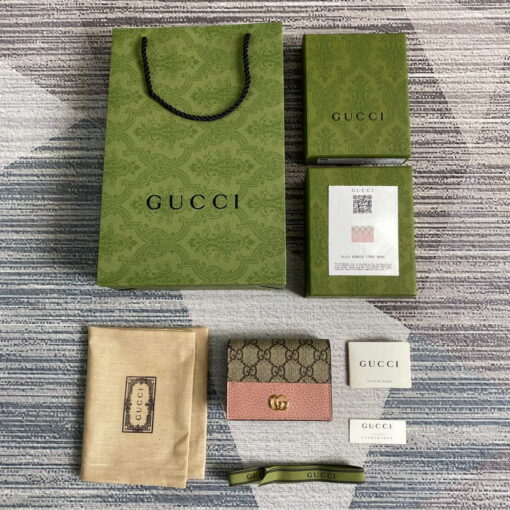 Replica Gucci 658610 GG Marmont Card Case Wallet Pink 8