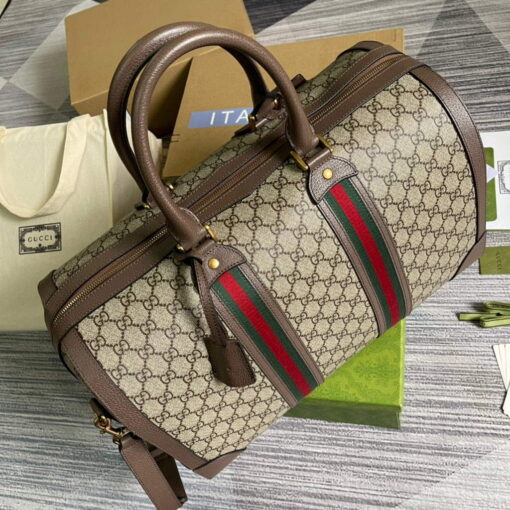 Replica Gucci 645021 GG Duffle Bag With Web Leather Brown 5