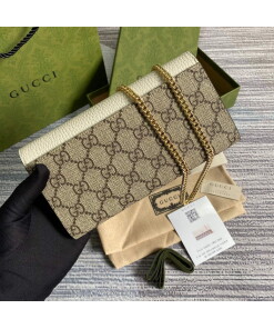 Replica Gucci 546585 GG Marmont Chain Wallet White