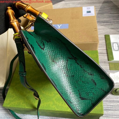 Replica Gucci Diana Small Tote Bag Snake Top Handle Bag 660195 Green 2