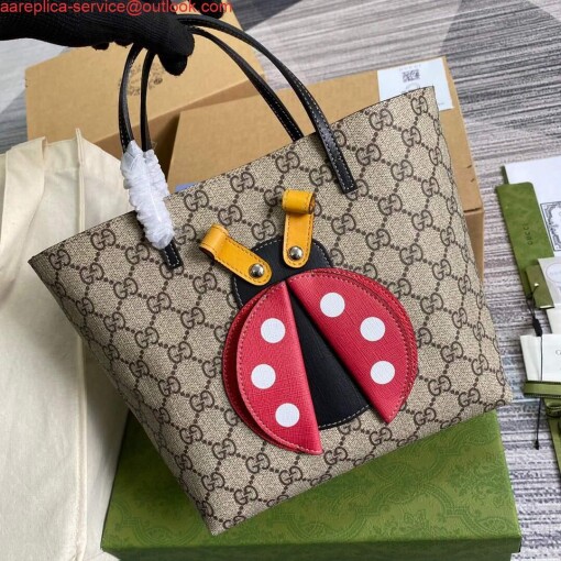 Replica Gucci 666288 Ladybug Tote Bag Brown 3