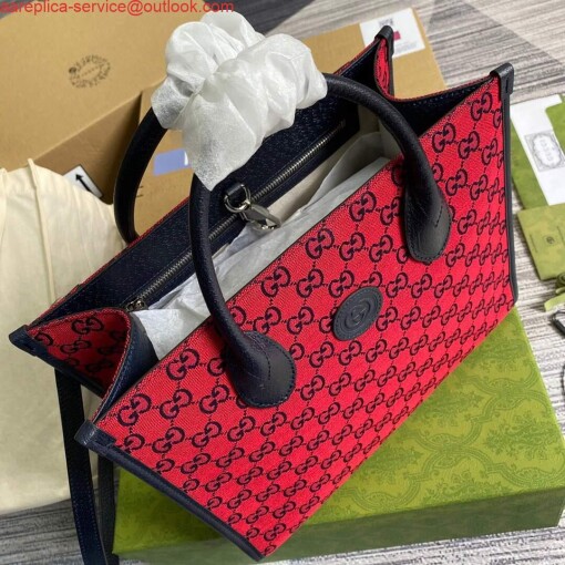 Replica Gucci 659983 GG Multicolour Small Tote Bag Red 4