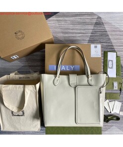 Replica Gucci 649577 Medium Tote With Double G White Leather